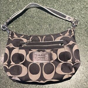 Coach Black and Grey Signature Small Shoulder Bag-Used Excellent condition